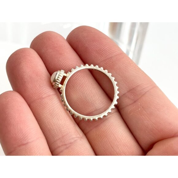 Beaded Mother of Pearl Domed Southwest 925 Sterling Silver Vintage Ring - sz 8 - Picture 7 of 12